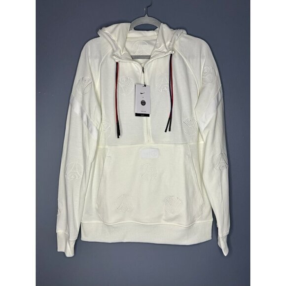 Nike x Paris Saint-Germain 1/2 Zip Men M Sail/White DX5690-133 PSG Hoodie Soccer - Picture 15 of 16
